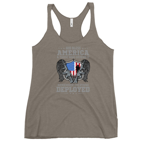 God bless America & Those Who Defend It Remember Everyone Deployed Women's Tank Top - Mainstream Freedom